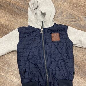 Navy and Gray Quilted Hoodie jacket